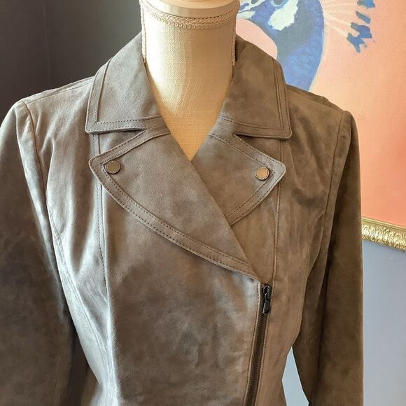 Isaac Mizrahi Gray Suede Leather Jacket 🧥 🩶❤️🩶 - Picture 2 of 9